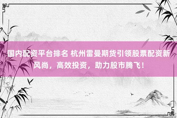 國內(nèi)配資平臺排名 杭州雷曼期貨引領(lǐng)股票配資新風(fēng)尚，高效投資，助力股市騰飛！