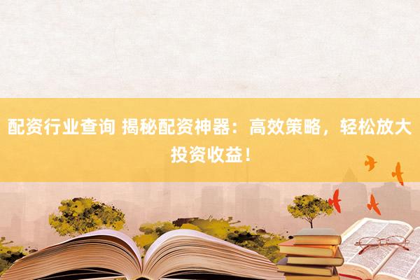 配資行業(yè)查詢 揭秘配資神器：高效策略，輕松放大投資收益！