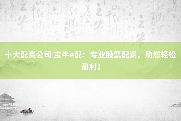 十大配資公司 寶牛e配：專(zhuān)業(yè)股票配資，助您輕松盈利！